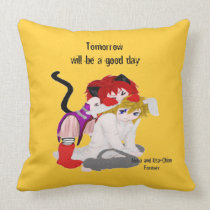 Chibi Friends Gold Throw Pillow