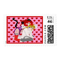 Chibi Friends with Hearts Postage Stamp