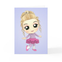 Chibi Girl Ballerina Birthday Card