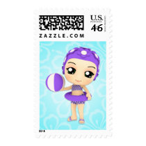 Chibi Girl Pool Party Custom Postage postage