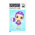 Chibi Girl Pool Party Custom Postage
