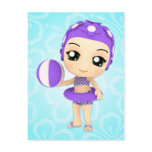 Chibi Girl Pool Party Postcard