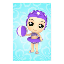 Chibi Girl Summer Time Pool Party Poster posters by megakawaii Chibi Girl Summer Time Pool Party Poster posters