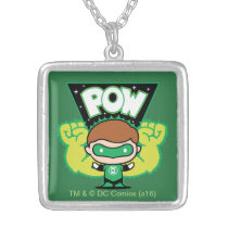 chibi green lantern, pow, fists, big arms, green lantern ring, justice league, super hero, dc comics, Necklace with custom graphic design