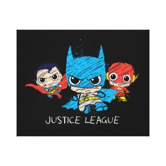Chibi Justice League Sketch Stretched Canvas Prints