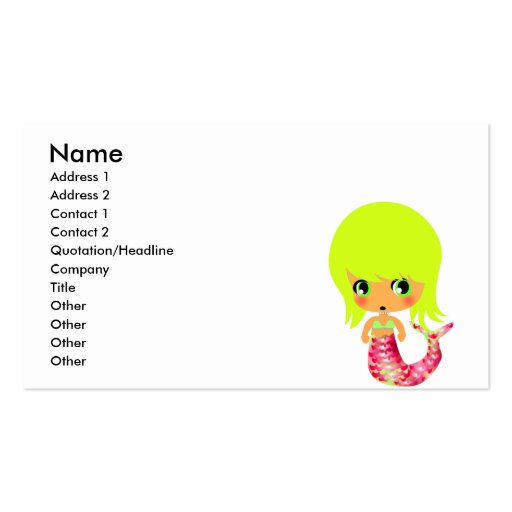 chibi magical mermaid 3 business cards (front side)