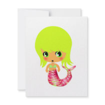 chibi magical mermaid 3 invitations