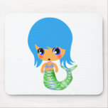 chibi magical mermaid blue hair mouse pads