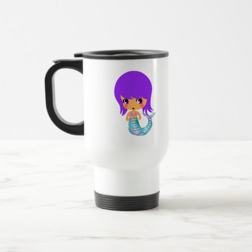 chibi magical mermaid purple hair mug