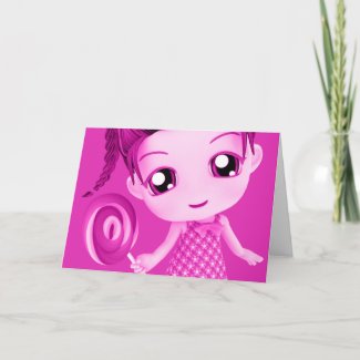 Chibi Pink Birthday Card card