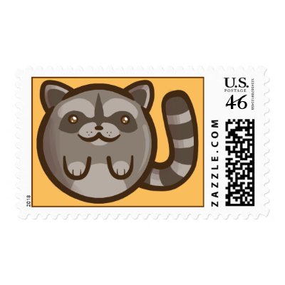 Chibi Raccoon Postage Stamp by Figbeater