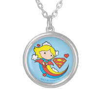 chibi supergirl, superman, rainbow, flying, hearts, s-shield logo, super hero, justice league, dc comics, Necklace with custom graphic design