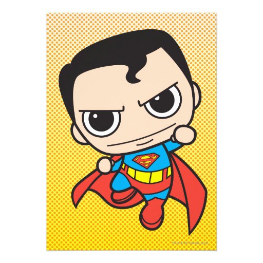 Chibi Superman Flying Personalized Invites