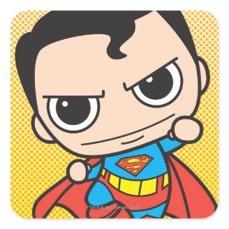 Chibi Superman Flying Square Sticker