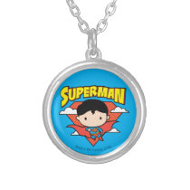 chibi superman, red polka dot, clouds, super hero, justice league, dc comics, superman logo, superman name, Necklace with custom graphic design