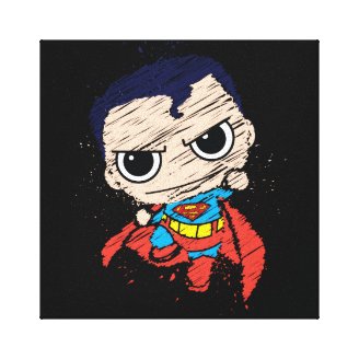 Chibi Superman Sketch - Flying Stretched Canvas Prints