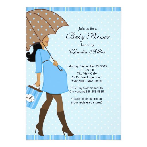 Chic African American Pregnant Mom Baby Shower Personalized Invite