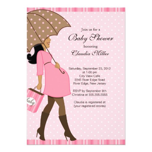Chic African American Pregnant Mom Baby Shower Invites