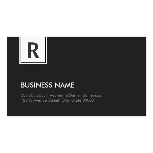 Chic and Clean Black White Monogrammed Business Card (back side)