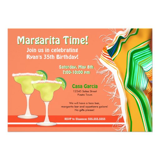 Chic and Contemporary Margarita Party Personalized Invitations