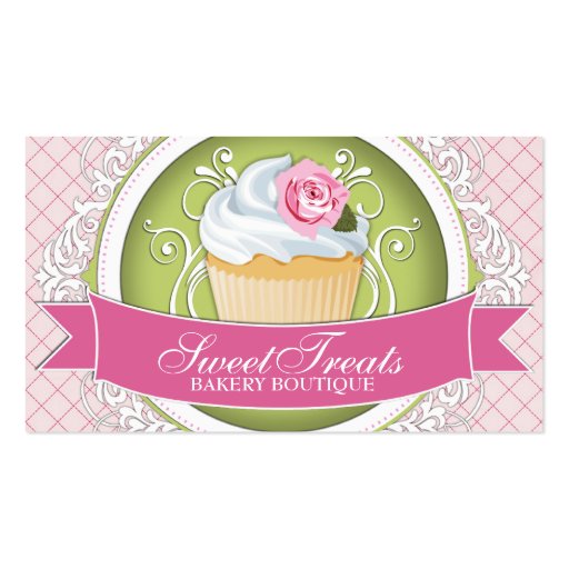 Chic and Elegant Cupcake Business Cards (front side)