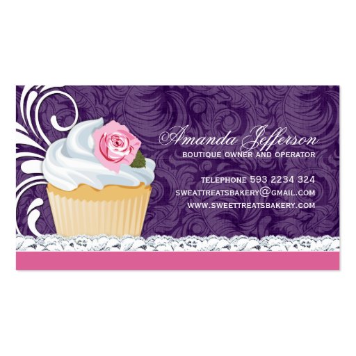 Chic and Elegant Cupcake Business Cards (back side)