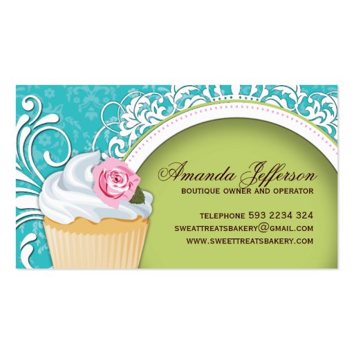 Chic and Elegant Cupcake Business Cards (back side)