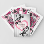 Chic and elegant swirls with pink heart playing cards