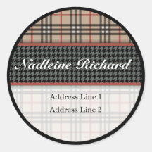 Chic and Hip Plaid Address Label Sticker