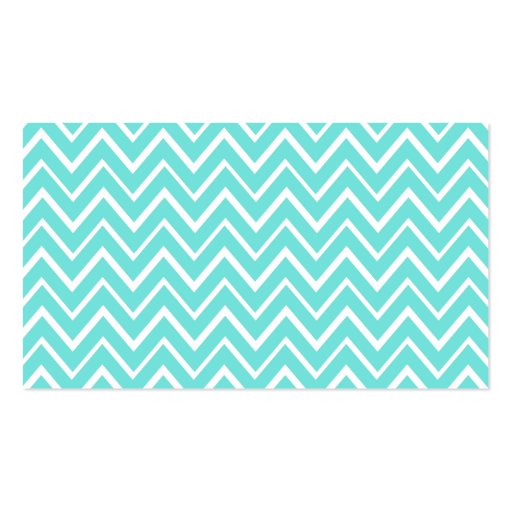Chic and trendy whimsical aqua chevron pattern business cards (back side)