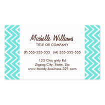 Chic and trendy whimsical aqua chevron pattern business cards