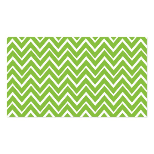 Chic and trendy whimsical green chevron pattern business card template (back side)