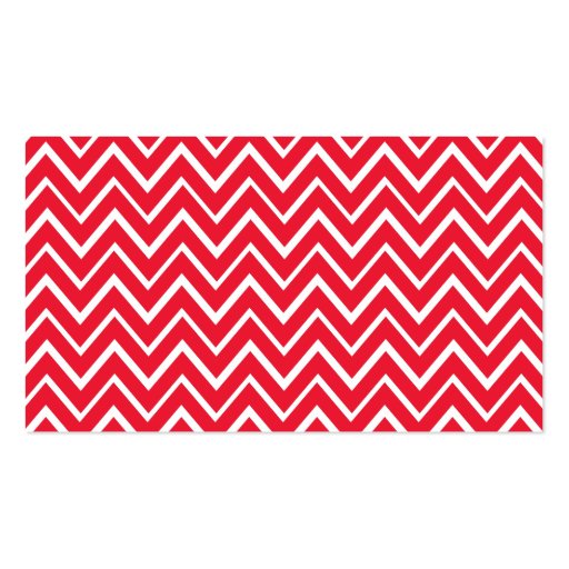 Chic and trendy whimsical red chevron pattern business card templates (back side)
