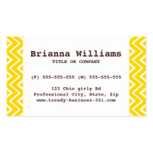 Chic and trendy whimsical yellow chevron pattern business cards