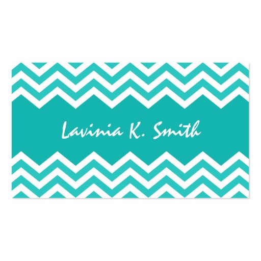 Chic aqua chevron pattern profile calling card business card template (front side)