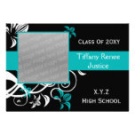 chic aqua Graduation photo Invitation invitations