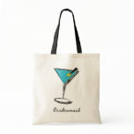 chic aqua martini tote bag