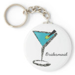 chic aqua martini key chains