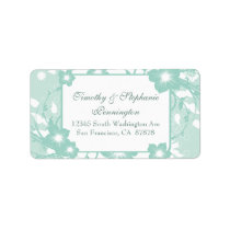 Chic aqua teal floral swirls wedding address label