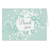 Chic aqua teal floral swirls wedding thank you card