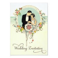 Chic Art Deco 1920's Bride & Groom Wedding Custom Invitations