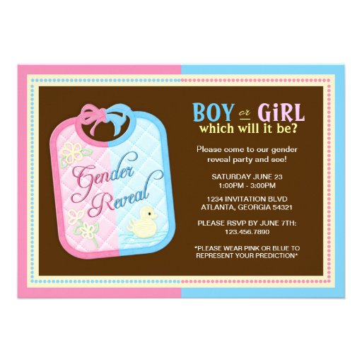 Chic Baby Bib Gender Reveal Party Personalized Announcements