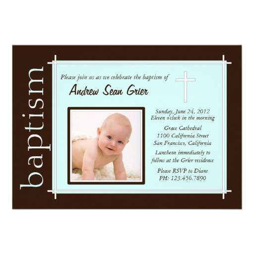 Chic Baptism Photo Invite [teal] (front side)