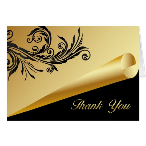 Chic Black and Gold Thank You Card Zazzle