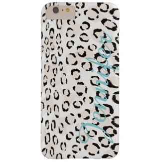 Chic black and white cheetah print monogram barely there iPhone 6 plus case