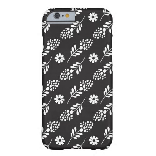 Chic Black And White Floral Pattern Barely There iPhone 6 Case