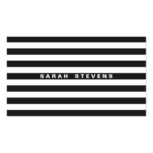 Chic Black and White Striped Modern Salon & Spa Business Card Template (front side)