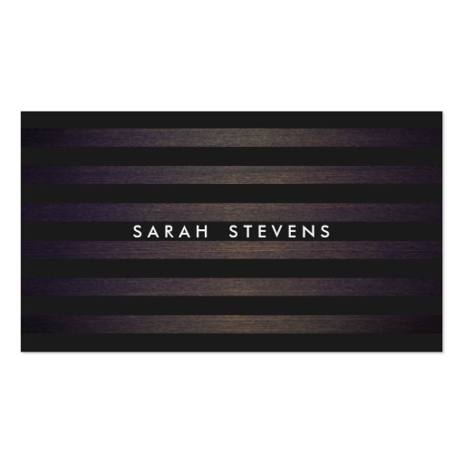 Chic Black and Wood Striped Modern Interior Design Business Card (front side)