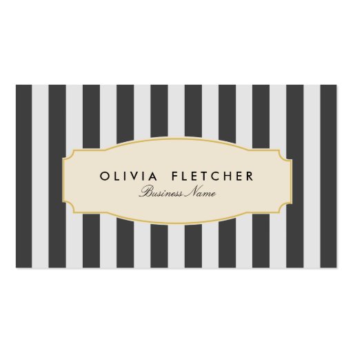 Chic Black Stripes Business Cards (front side)