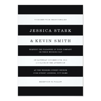 Chic Black Stripes Wedding Invitation Personalized Invitation